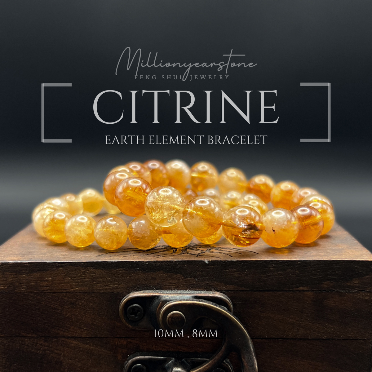 Citrine Bracelet, Natural gemstone beaded bracelet (8mm, 10mm)