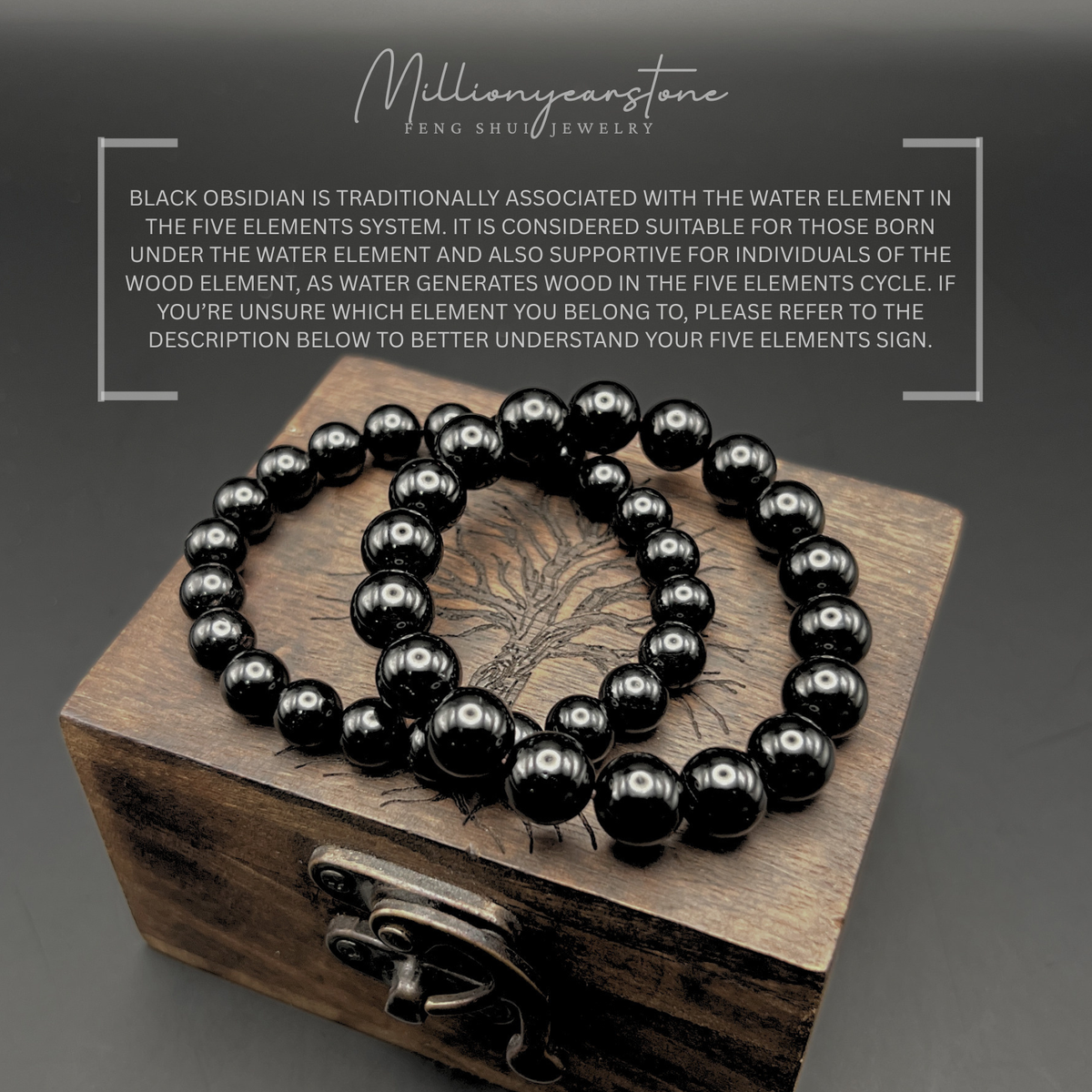 Black Obsidian Bracelet, 8mm & 10mm Beads , Water Element bracelet