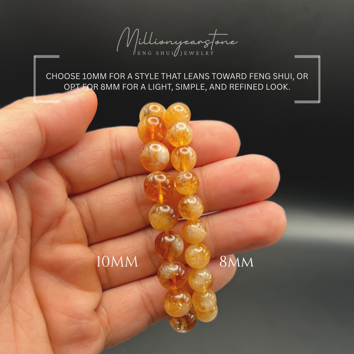 Citrine Bracelet, Natural gemstone beaded bracelet (8mm, 10mm)