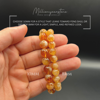 Citrine Bracelet, Natural gemstone beaded bracelet (8mm, 10mm)