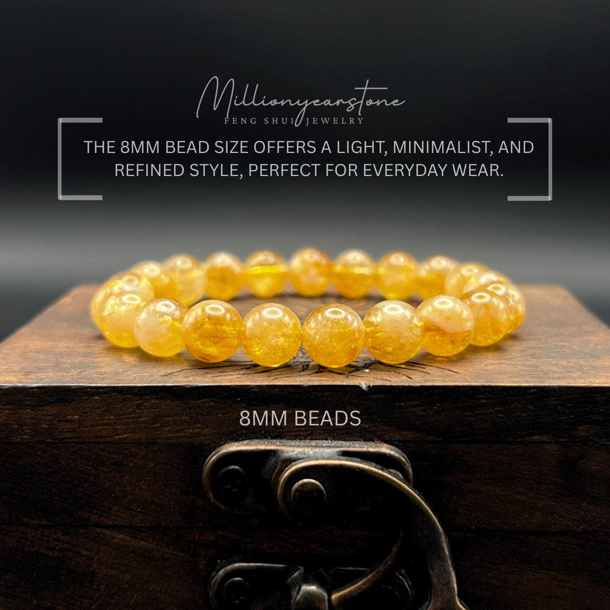 Citrine Bracelet, Natural gemstone beaded bracelet (8mm, 10mm)