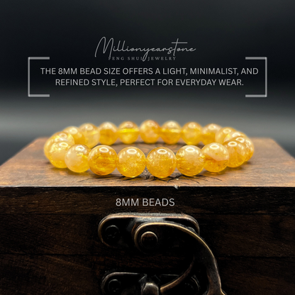 Citrine Bracelet, Natural gemstone beaded bracelet (8mm, 10mm)