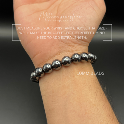 Natural Hematite Bracelet, Metal Element Feng Shui Jewelry 8mm, 10mm