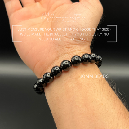 Black Obsidian Bracelet, 8mm & 10mm Beads , Water Element bracelet