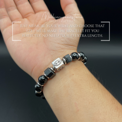 Evil Eye charm bracelet | Obsidian gemstone 10mm