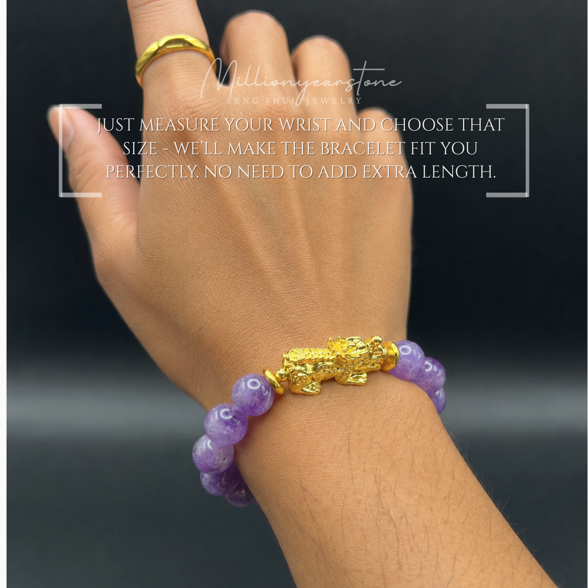 Pixiu Bracelet - 10mm Lavender Amethyst ,24k Gold Filled Charm