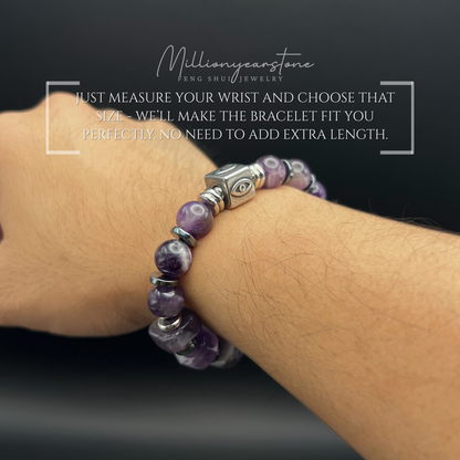 Evil Eye charm bracelet | Amethyst gemstone 10mm