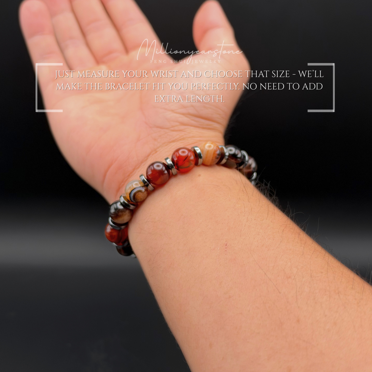 Multi-Color Agate Bracelet with Hematite Spacers | 10mm