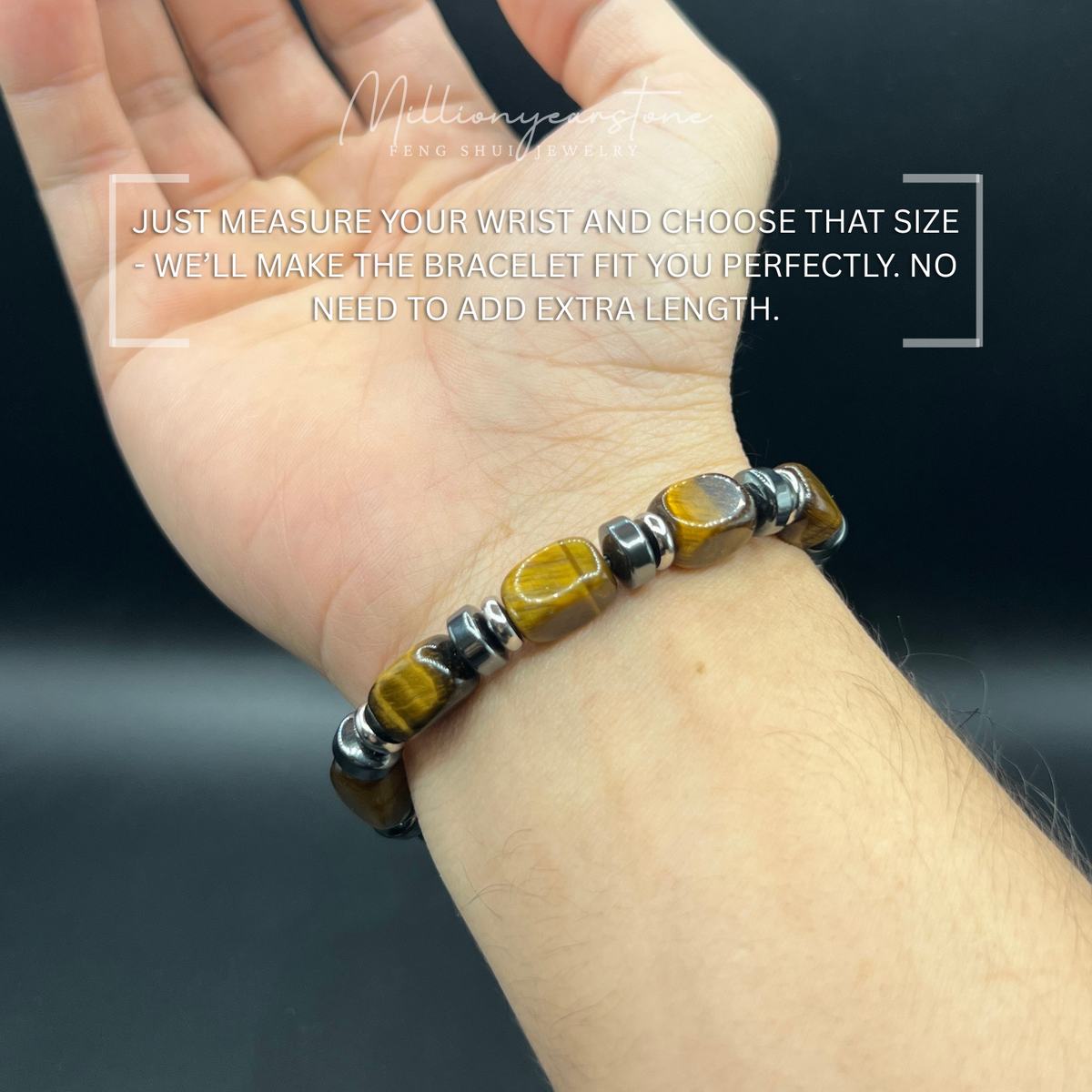 Tiger's eye bracelet - 8x12mm - Hematite spacer