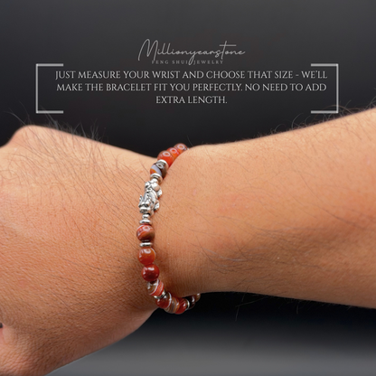 Pixiu Bracelet – 6mm Red Agate Beads, S925 Sterling Silver Pixiu