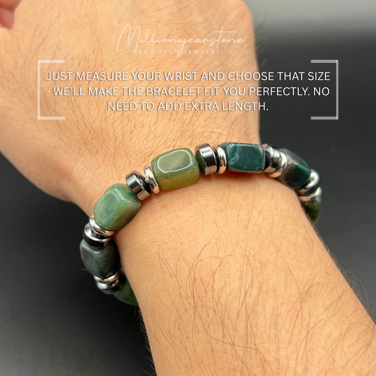 Indian Agate bracelet - square beaded 9x12mm