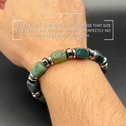 Indian Agate bracelet - square beaded 9x12mm