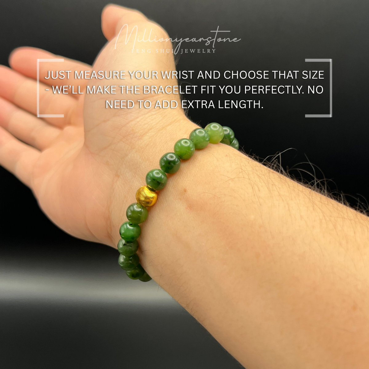 Nephrite Jade & Gold filled Lucky charm bracelet | 7.5mm