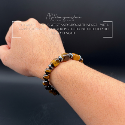 Tiger's Eye with Hematite gemstone bracelet | 8mm