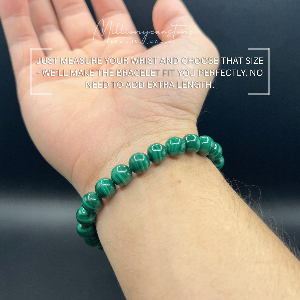 Malachite beaded bracelet - 8mm