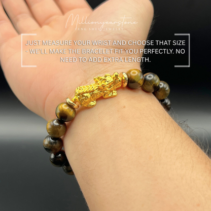Pixiu bracelet - Indo Tiger's eye & 24k gold filled Pixiu | 10mm