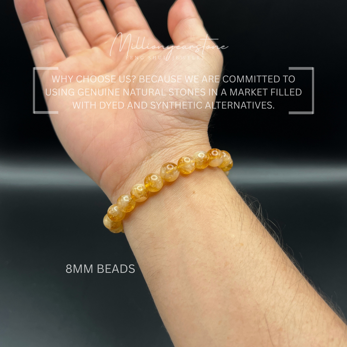 Citrine Bracelet, Natural gemstone beaded bracelet (8mm, 10mm)