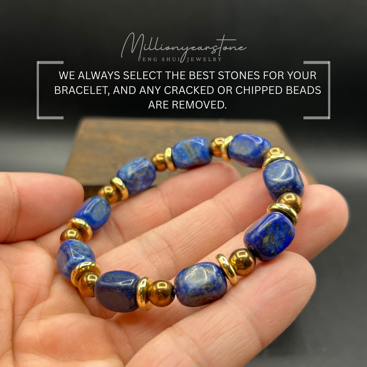 Lapis Lazuli Bracelet - 9x12mm bead , hematite copper plated