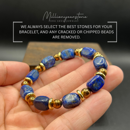 Lapis Lazuli Bracelet - 9x12mm bead , hematite copper plated