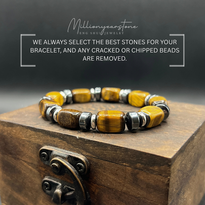 Tiger's eye bracelet - 8x12mm - Hematite spacer