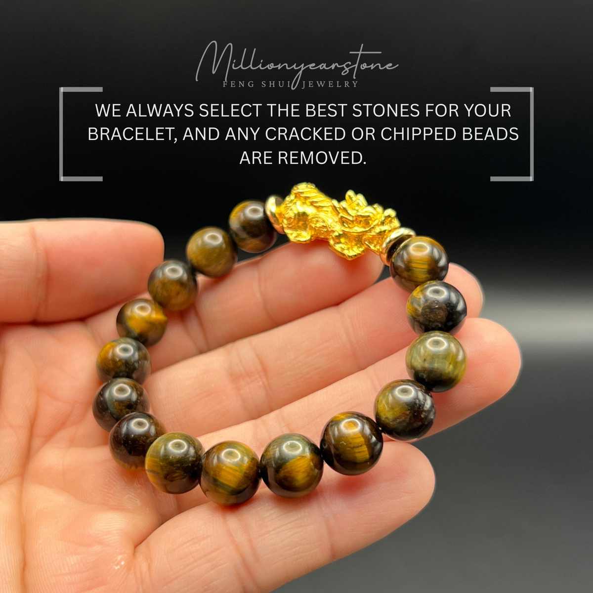 Pixiu bracelet - Indo Tiger's eye & 24k gold filled Pixiu | 10mm