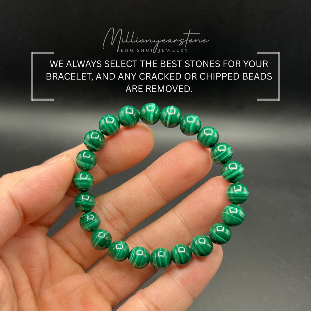 Malachite beaded bracelet - 8mm