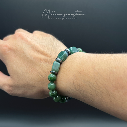 Indian Agate bracelet - square beaded 9x12mm