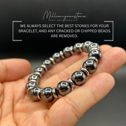 Hematite beaded bracelet - 10mm