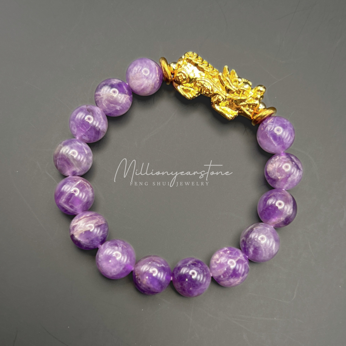 Pixiu Bracelet - 10mm Lavender Amethyst ,24k Gold Filled Charm