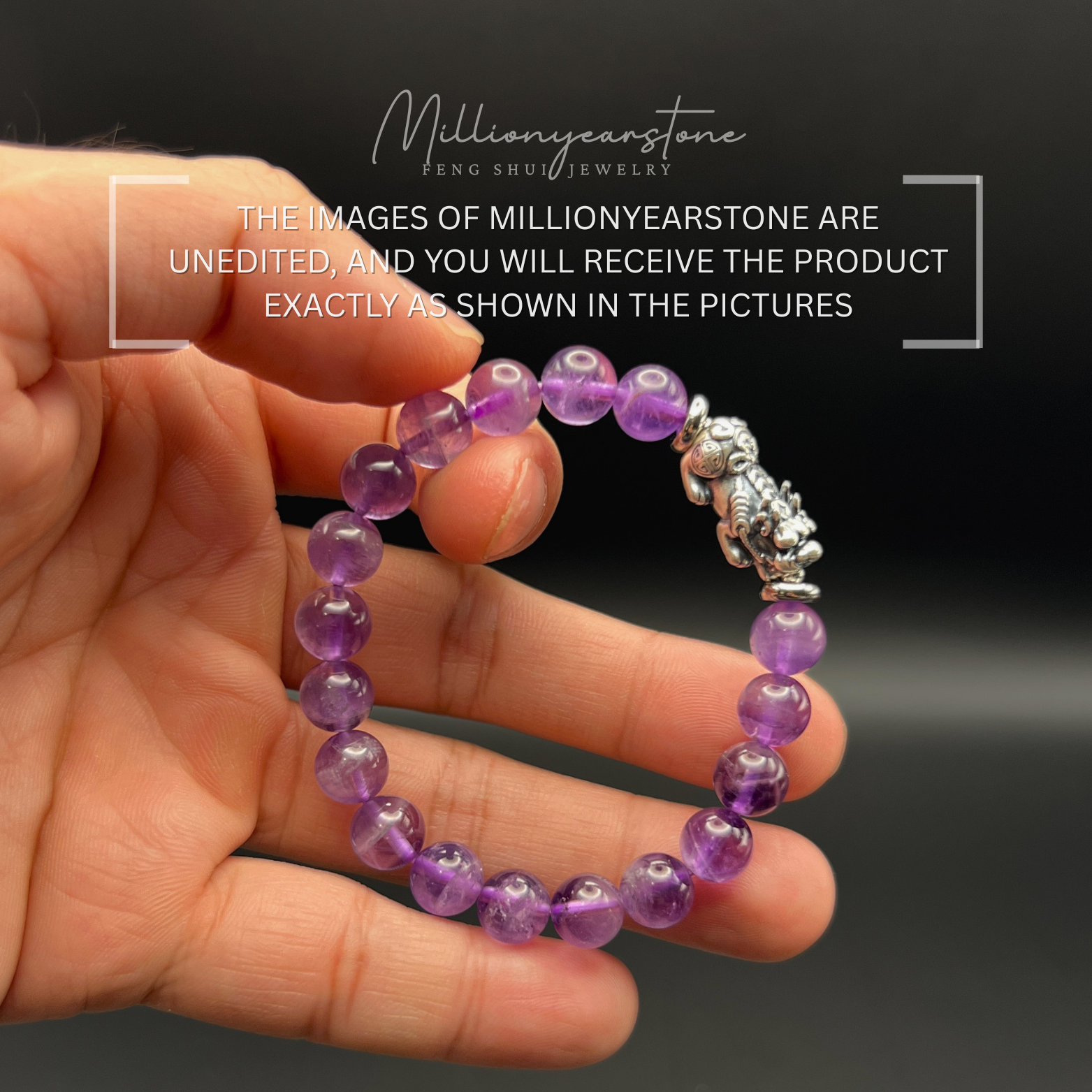 Light Amethyst Pixiu Bracelet, 8mm Natural Gemstone, S999 Silver Charm, Feng Shui Jewelry