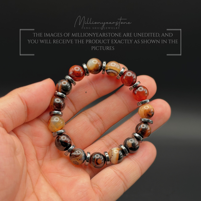 Multi-Color Agate Bracelet with Hematite Spacers | 10mm