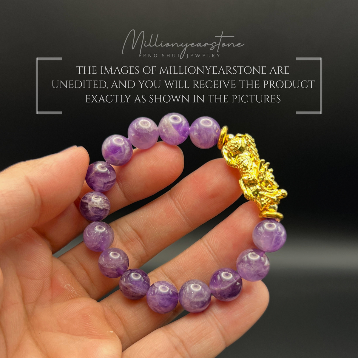 Pixiu Bracelet - 10mm Lavender Amethyst ,24k Gold Filled Charm