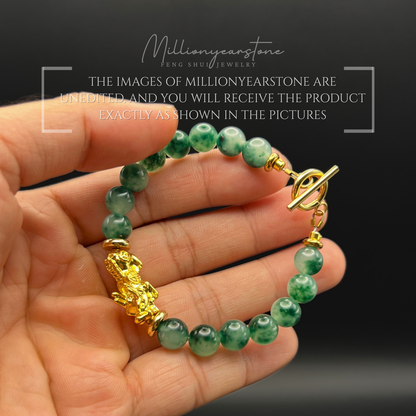 Pixiu bracelet – Vietnam Green Jade 8mm & 24K Gold Filled charm