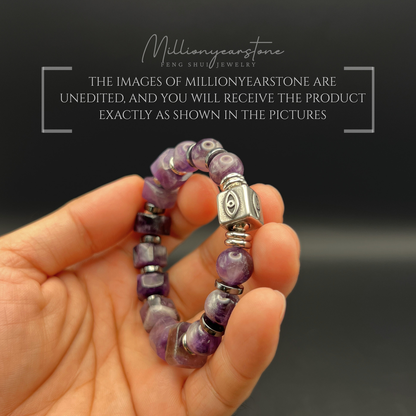 Evil Eye charm bracelet | Amethyst gemstone 10mm