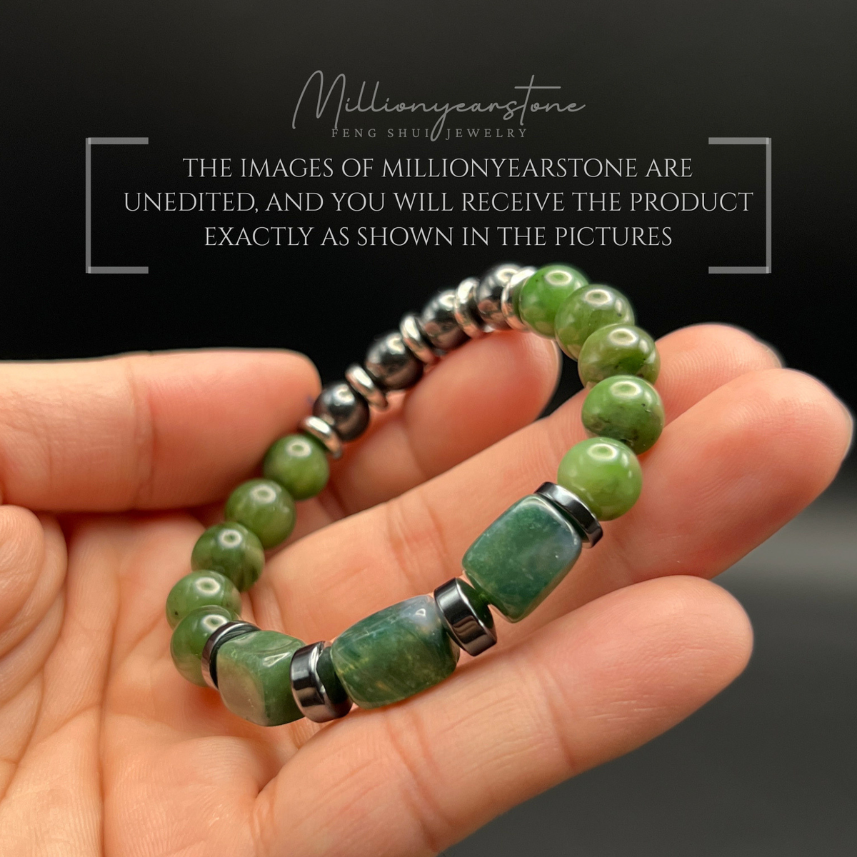 Verdant Harmony Bracelet – Nephrite Jade, India Agate & Hematite