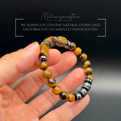 Tiger's Eye with Hematite gemstone bracelet | 8mm