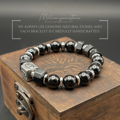 Evil Eye charm bracelet | Obsidian gemstone 10mm
