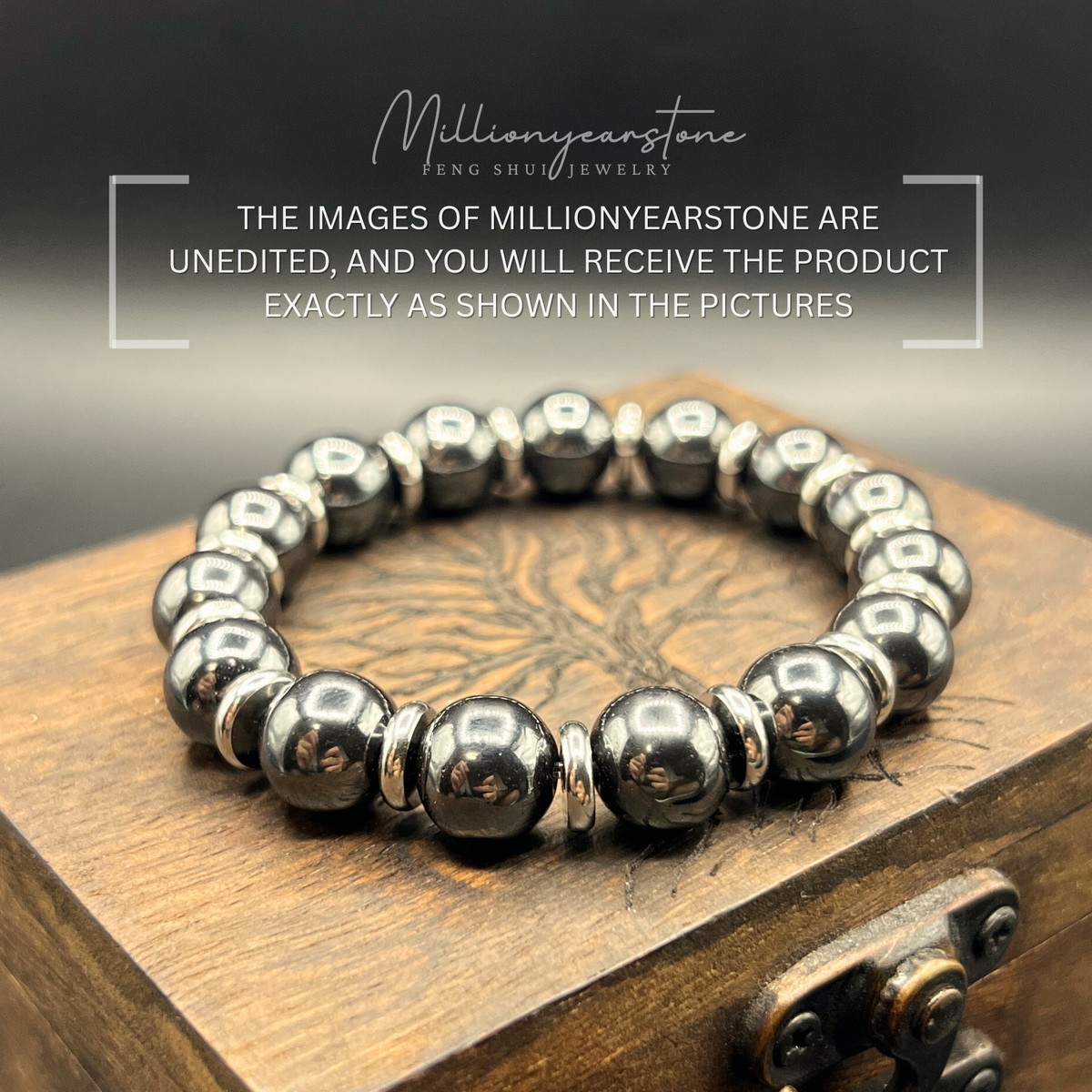 Hematite beaded bracelet - 10mm