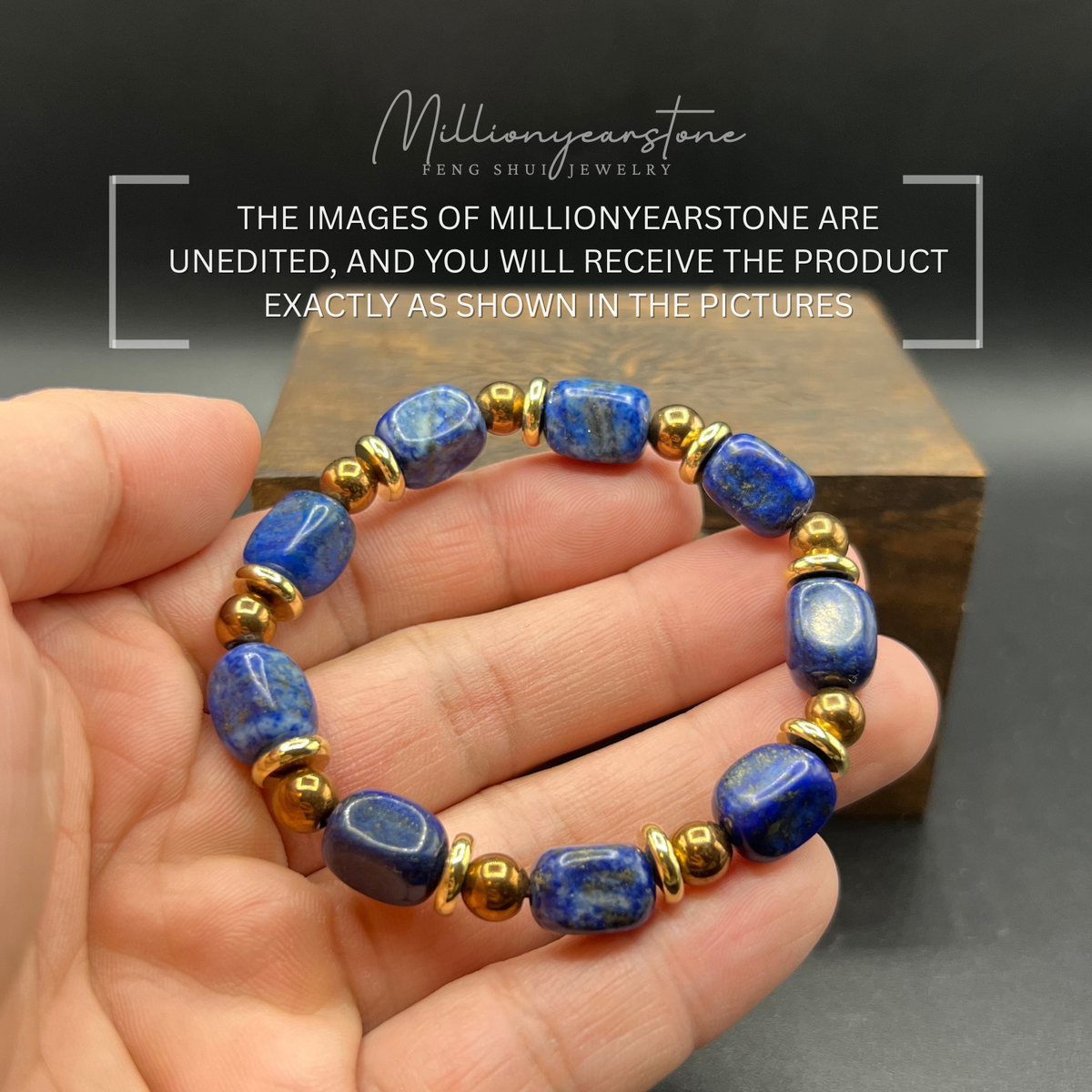 Lapis Lazuli Bracelet - 9x12mm bead , hematite copper plated