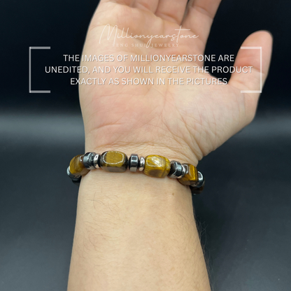 Tiger's eye bracelet - 8x12mm - Hematite spacer