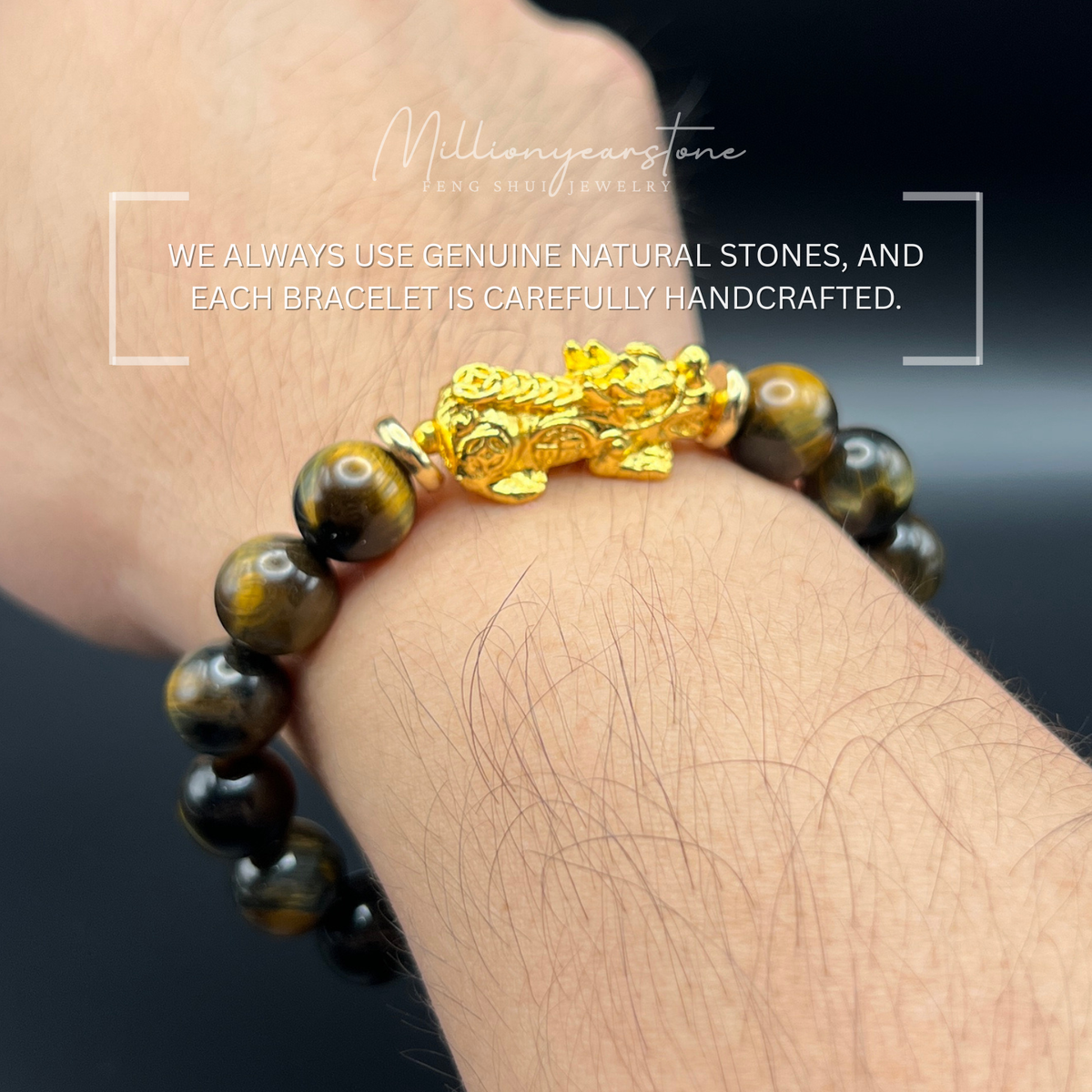 Pixiu bracelet - Indo Tiger's eye & 24k gold filled Pixiu | 10mm