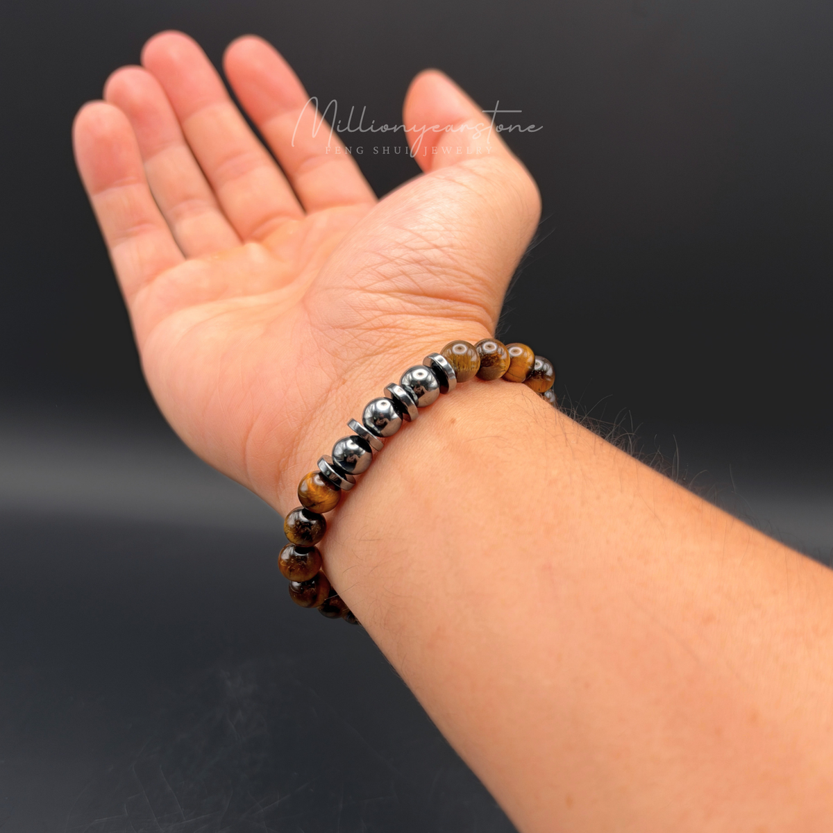 Tiger's Eye with Hematite gemstone bracelet | 8mm