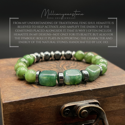 Verdant Harmony Bracelet – Nephrite Jade, India Agate & Hematite