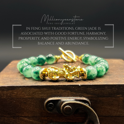 Pixiu bracelet – Vietnam Green Jade 8mm & 24K Gold Filled charm