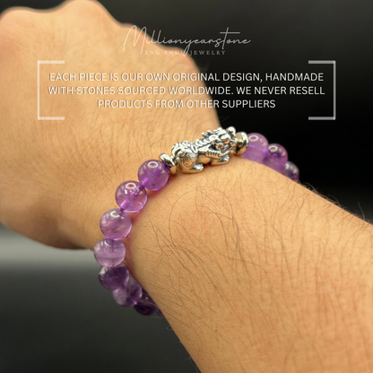 Pixiu bracelet | Amethyst x Silver Pixiu | 8mm