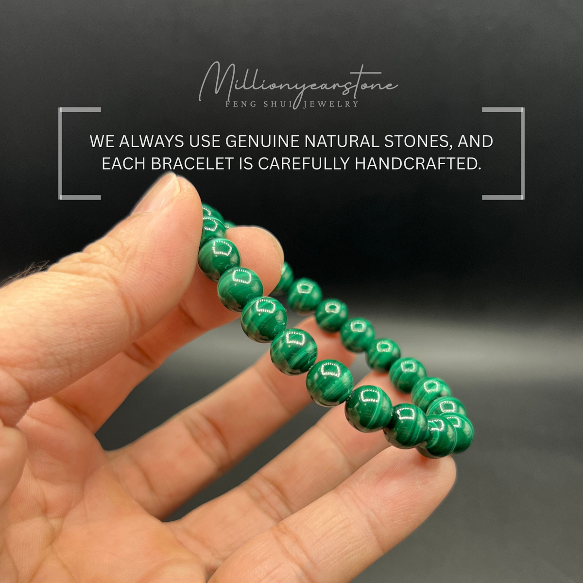 Malachite beaded bracelet - 8mm