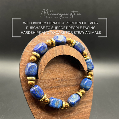 Lapis Lazuli Bracelet - 9x12mm bead , hematite copper plated