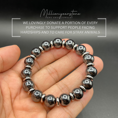 Hematite beaded bracelet - 10mm