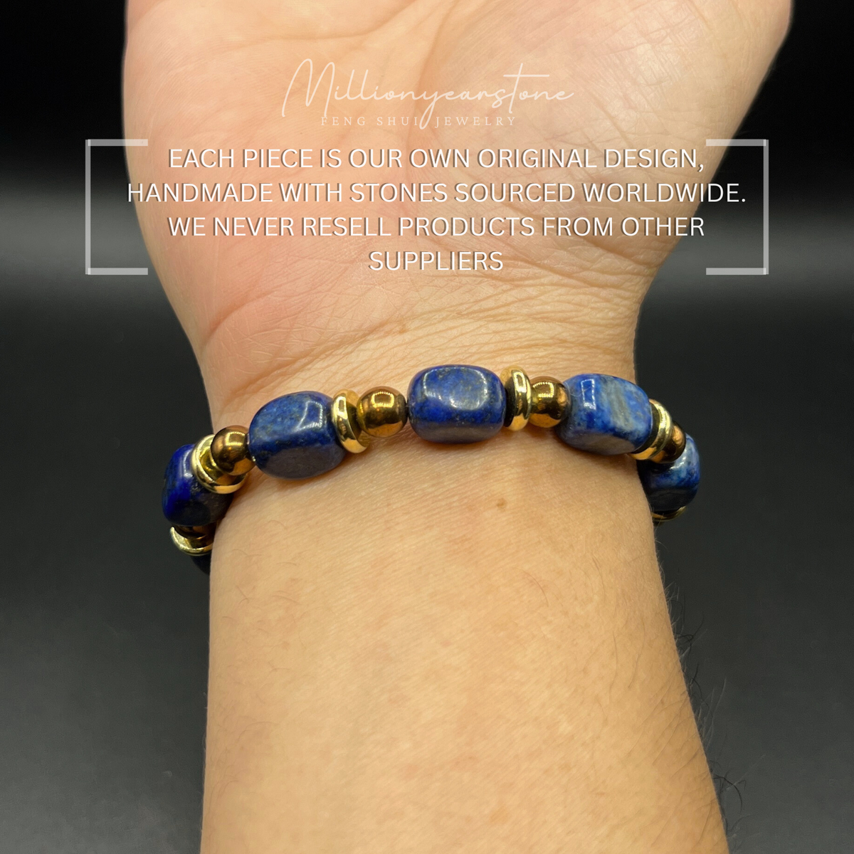 Lapis Lazuli Bracelet - 9x12mm bead , hematite copper plated