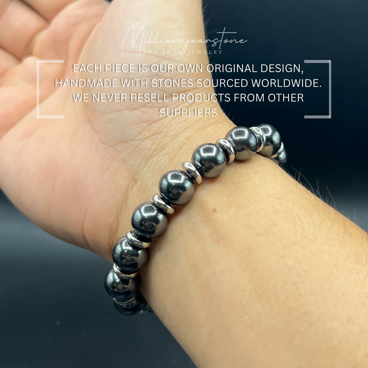 Hematite beaded bracelet - 10mm